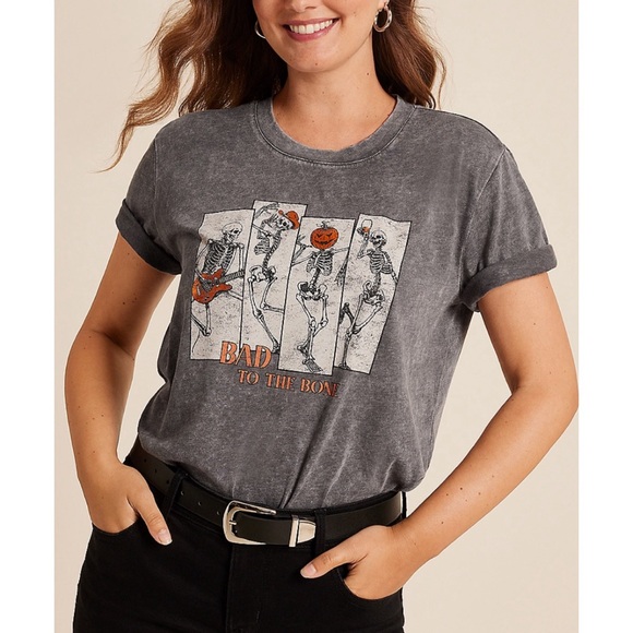 Maurices Tops - Maurices Bad To The Bone Oversized Fit Graphic Tee